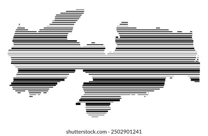 Symbol Map of the State Paraiba (Brazil) showing the territory with parallel black lines in different line thickness