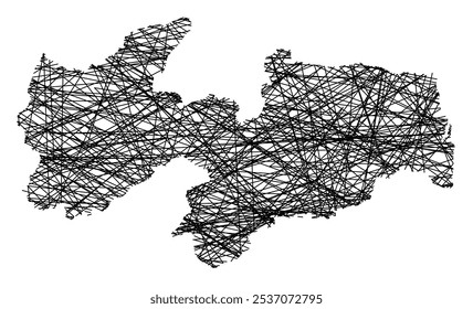 Symbol Map of the State Paraiba (Brazil) showing the state with black, crossing lines like Mikado Sticks or a spider web