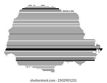 Symbol Map of the State Parana (Brazil) showing the territory with parallel black lines in different line thickness