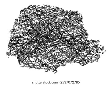 Symbol Map of the State Parana (Brazil) showing the state with black, crossing lines like Mikado Sticks or a spider web