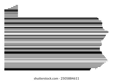 Symbol Map of the State Pennsylvania (United States of America) showing the state with parallel black lines in different line thickness