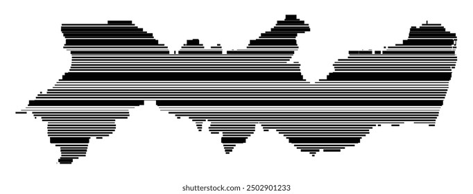 Symbol Map of the State Pernambuco (Brazil) showing the territory with parallel black lines in different line thickness