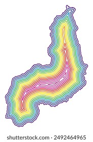 Symbol Map of the State Piaui (Brazil) showing the state border buffered inside in rainbow colors