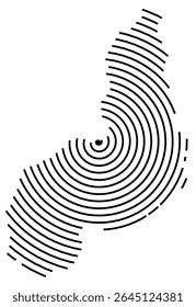 Symbol Map of the State Piaui (Brazil) showing the territory with a black spiral line
