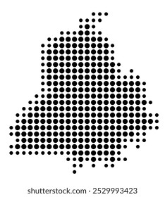 Mapa simbólico del estado de Punjab (India) que muestra el territorio con un patrón de círculos negros
