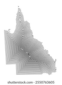 Symbol Map of the State Queensland (Australia) showing the state border buffered inside with black tapering lines