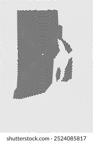 Symbol Map of the State Rhode Island (United States of America) showing the state with a series of circular black lines on white background