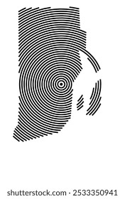 Symbol Map of the State Rhode Island (United States of America) showing the state with a series of circular black lines on white background