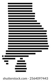 Symbol Map of the state Rhode Island (United States) showing the territory with just a few black horizontal lines