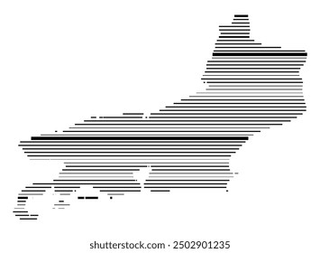 Symbolkarte des Bundesstaates Rio de Janeiro (Brasilien), die das Gebiet mit parallelen schwarzen Linien in unterschiedlicher Linienstärke zeigt