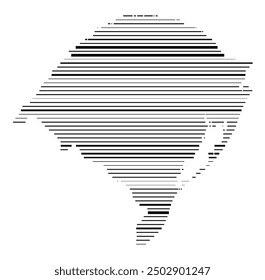 Symbol Map of the State Rio Grande do Sul (Brazil) showing the territory with parallel black lines in different line thickness