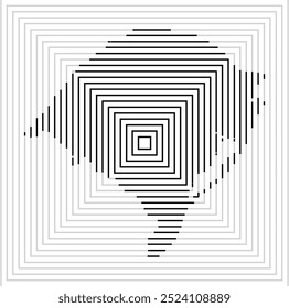 Symbol Map of the State Rio Grande do Sul (Brazil) showing the territory with a series of black square lines on white background