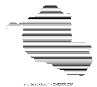 Mapa simbólico del estado de Rondonia (Brasil) que muestra el territorio con líneas negras paralelas en diferentes grosores de línea