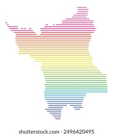Symbolkarte des Bundesstaates Roraima (Brasilien) mit horizontalen, parallelen Linien in Regenbogenfarben