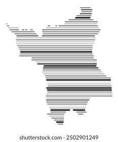 Symbol Map of the State Roraima (Brazil) showing the territory with parallel black lines in different line thickness