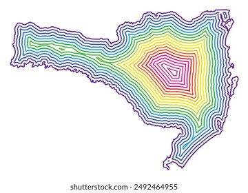 Symbol Map of the State Santa Catarina (Brazil) showing the state border buffered inside in rainbow colors