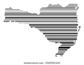 Symbol Map of the State Santa Catarina (Brazil) showing the territory with parallel black lines in different line thickness