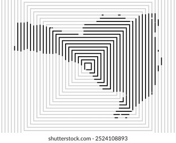 Symbol Map of the State Santa Catarina (Brazil) showing the territory with a series of black square lines on white background