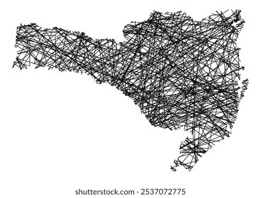 Symbol Map of the State Santa Catarina (Brazil) showing the state with black, crossing lines like Mikado Sticks or a spider web