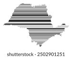 Symbol Map of the State Sao Paulo (Brazil) showing the territory with parallel black lines in different line thickness