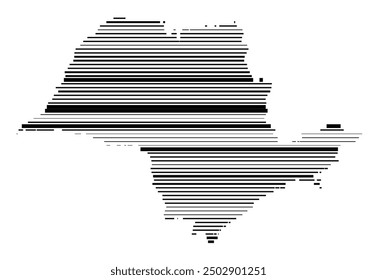 Symbol Map of the State Sao Paulo (Brazil) showing the territory with parallel black lines in different line thickness