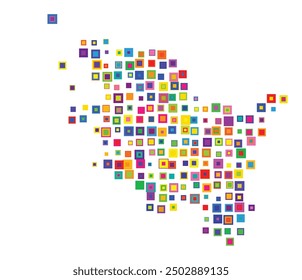 Symbol Map of the State Schleswig-Holstein (Germany) showing the Bundesland with a pattern of overlapping colorful squares like candies