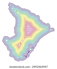 Mapa de símbolos del estado de Sergipe (Brasil) que muestra la frontera del estado dentro de la cual se encuentra amortiguada en colores arcoíris