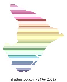 Symbol Map of the State Sergipe (Brazil) showing the territory with horizontal parallel lines in rainbow colors