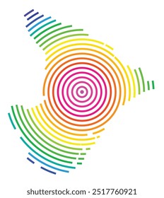 Symbol Map of the State Sergipe (Brazil) showing the territory with concentric circles in rainbow colors