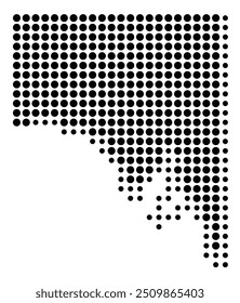 Mapa de Símbolos do Estado da Austrália Meridional (Austrália) mostrando o território com um padrão de círculos pretos