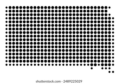 Symbol Map of the State South Dakota (United States of America) showing the state with a pattern of black circles
