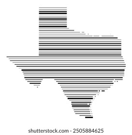 Symbol Map of the State Texas (United States of America) showing the state with parallel black lines in different line thickness