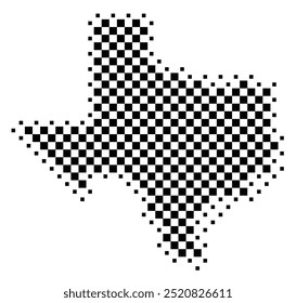 Symbolkarte des Bundesstaates Texas (Vereinigte Staaten von Amerika), die den Bundesstaat mit einem Muster aus schwarzen Quadraten wie ein Schachbrett zeigt