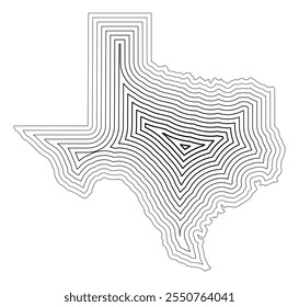 Symbol Map of the State Texas (United States of America) showing the state border buffered inside with black tapering lines