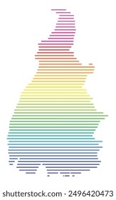 Symbolkarte des Bundesstaates Tocantins (Brasilien), die das Territorium mit horizontalen parallelen Linien in Regenbogenfarben zeigt