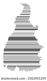 Symbol Map of the State Tocantins (Brazil) showing the territory with parallel black lines in different line thickness