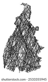 Symbol Map of the State Tocantins (Brazil) showing the state with black, crossing lines like Mikado Sticks or a spider web