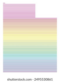 Symbolkarte des Bundesstaates Utah (Vereinigte Staaten von Amerika) mit Horizontalen Parallellinien in Regenbogenfarben