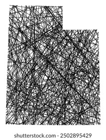 Symbol Map of the State Utah (United States of America) showing the state with black, crossing lines like Mikado Sticks or a spider web