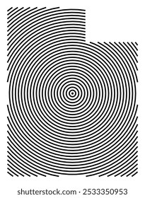 Symbol Map of the State Utah (United States of America) showing the state with a series of circular black lines on white background