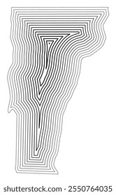 Symbol Map of the State Vermont (United States of America) showing the state border buffered inside with black tapering lines