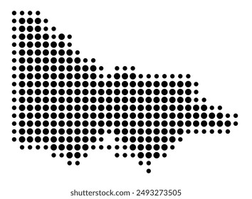 Symbol Map of the State Victoria (Australia) showing the territory with a pattern of black circles