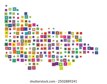 Symbol Map of the State Victoria (Australia) showing the territory with a pattern of overlapping colorful squares like candies