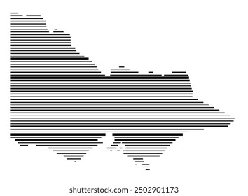 Symbol Map of the State Victoria (Australia) showing the territory with parallel black lines in different line thickness