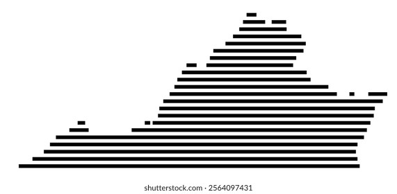 Symbol Map of the state Virginia (United States) showing the territory with just a few black horizontal lines