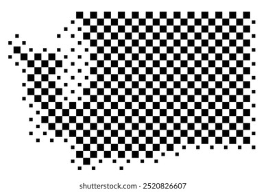 Mapa de símbolos do Estado de Washington (Estados Unidos da América) mostrando o estado com um padrão de quadrados pretos como um tabuleiro de xadrez