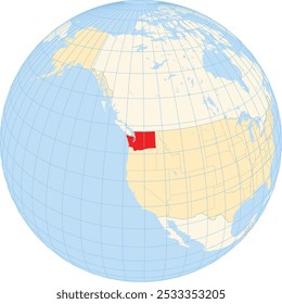 Mapa de símbolos do Estado Washington (Estados Unidos da América) mostrando o globo terrestre com o estado destacado