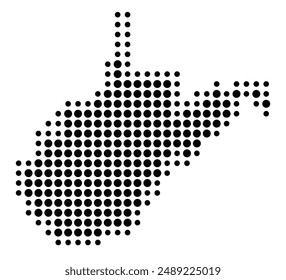 Symbol Map of the State West Virginia (United States of America) showing the state with a pattern of black circles