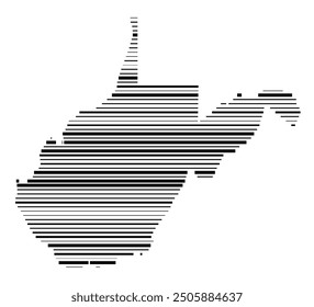 Symbol Map of the State West Virginia (United States of America) showing the state with parallel black lines in different line thickness