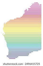 Symbol Map of the State Western Australia (Australia) showing the territory with horizontal parallel lines in rainbow colors